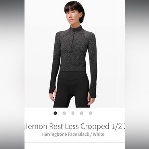 Lululemon Black and White Cropped Pullover Restless Half Zip Size M